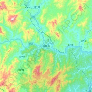 Topografische Karte 顺昌县, Höhe, Relief