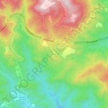 Topografische Karte Joanet, Höhe, Relief
