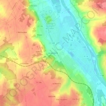 Topografische Karte Les Gachères, Höhe, Relief