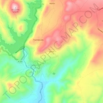Topografische Karte Solana, Höhe, Relief