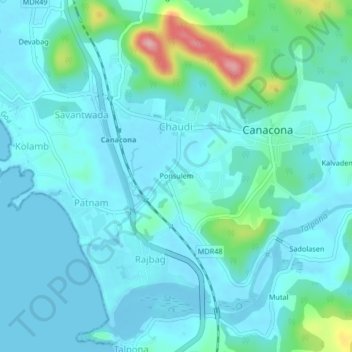 Topografische Karte Ponsulem, Höhe, Relief