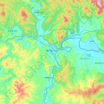 Topografische Karte 图们市, Höhe, Relief