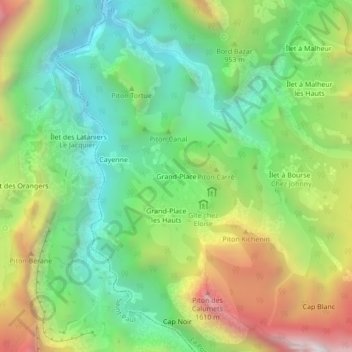 Topografische Karte Grand-Place, Höhe, Relief