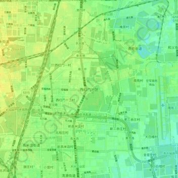 Topografische Karte 西红门地区, Höhe, Relief