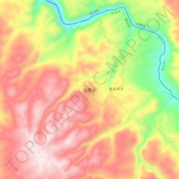 Topografische Karte 云贵乡, Höhe, Relief