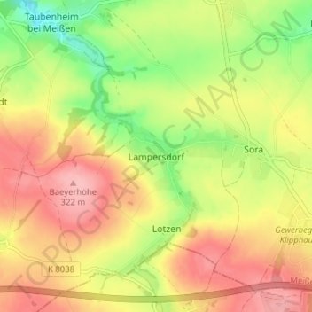 Topografische Karte Lampersdorf, Höhe, Relief