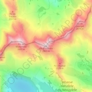 Topografische Karte Pic d'Estibère, Höhe, Relief