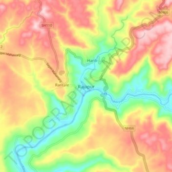 Topografische Karte Rajapur, Höhe, Relief