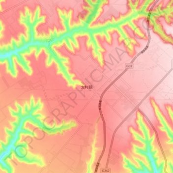 Topografische Karte 太村镇, Höhe, Relief