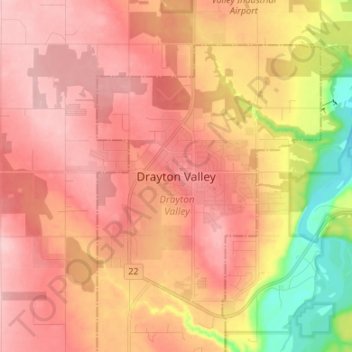 Topografische Karte Drayton Valley, Höhe, Relief