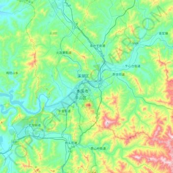 Topografische Karte 明山区, Höhe, Relief