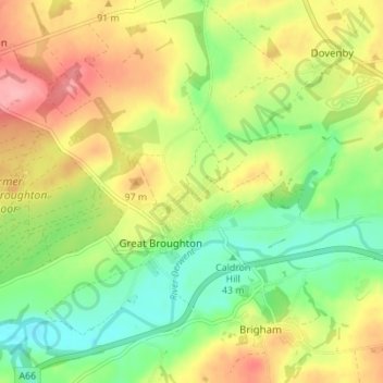 Topografische Karte Little Broughton, Höhe, Relief