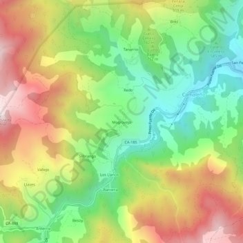 Topografische Karte Mogrovejo, Höhe, Relief