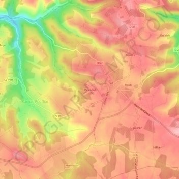 Topografische Karte Mirandol, Höhe, Relief