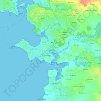 Topografische Karte Kerambreton, Höhe, Relief
