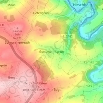 Topografische Karte Gottsmannsgrün, Höhe, Relief