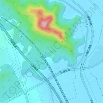 Topografische Karte 圌山, Höhe, Relief