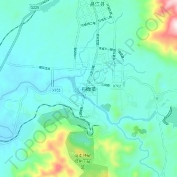 Topografische Karte 石碌镇, Höhe, Relief