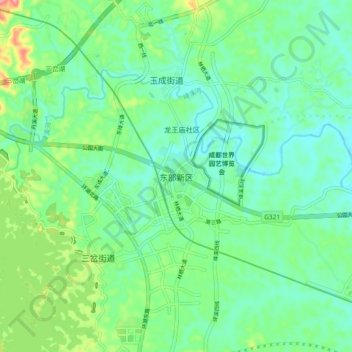 Topografische Karte 东部新区, Höhe, Relief