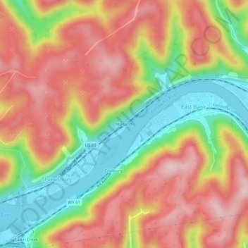Topografische Karte Monarch, Höhe, Relief
