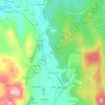 Topografische Karte Urroa, Höhe, Relief