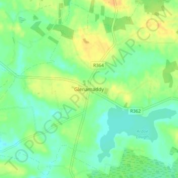 Topografische Karte Glenamaddy, Höhe, Relief