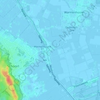 Topografische Karte Schoorldam, Höhe, Relief