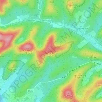 Topografische Karte Betzenberg, Höhe, Relief