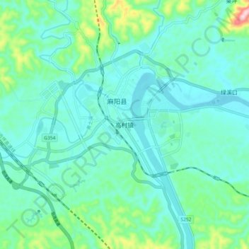 Topografische Karte 高村镇, Höhe, Relief