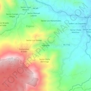 Topografische Karte Villa Kike, Höhe, Relief