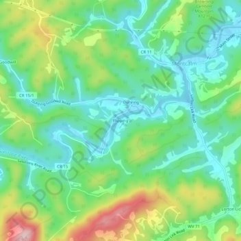 Topografische Karte Flipping, Höhe, Relief