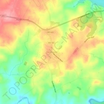Topografische Karte Darlington, Höhe, Relief