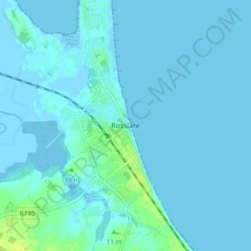 Topografische Karte Rosslare, Höhe, Relief