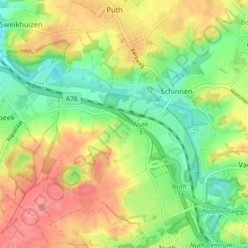 Topografische Karte Nagelbeek, Höhe, Relief