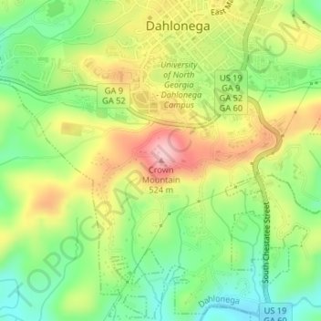 Topografische Karte Crown Mountain, Höhe, Relief