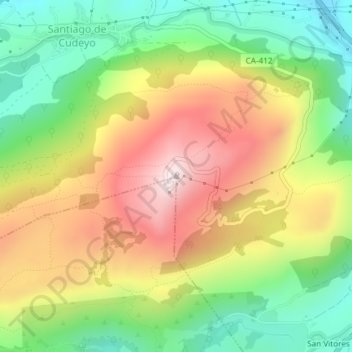 Topografische Karte Pico Llen, Höhe, Relief