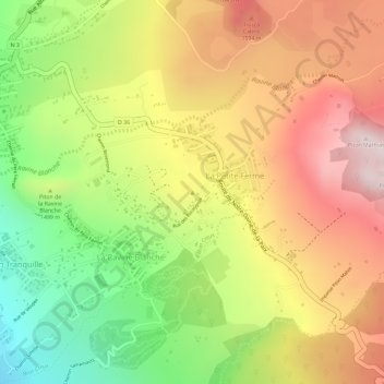 Topografische Karte Piton Goyave, Höhe, Relief