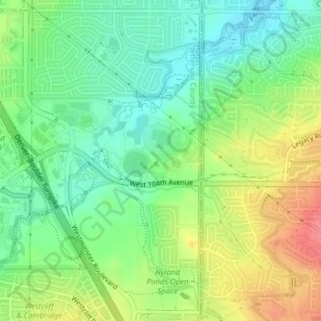 Topografische Karte City Park, Höhe, Relief