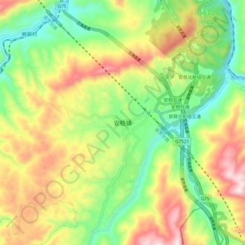 Topografische Karte 安稳镇, Höhe, Relief