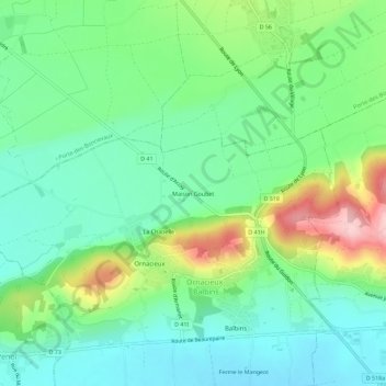 Topografische Karte Maison Goubet, Höhe, Relief