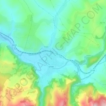 Topografische Karte Bratca, Höhe, Relief
