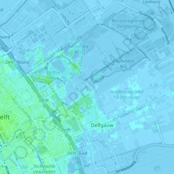 Topografische Karte Klein Delfgauw, Höhe, Relief