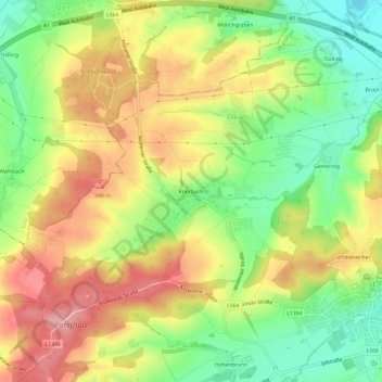 Topografische Karte Rohrbach, Höhe, Relief