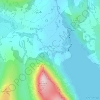 Topografische Karte Lowpark, Höhe, Relief