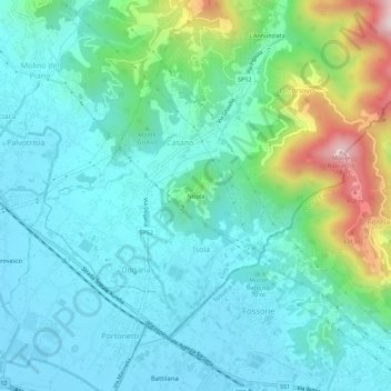 Topografische Karte Nicola, Höhe, Relief