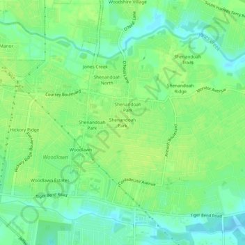Topografische Karte Shenandoah Park, Höhe, Relief