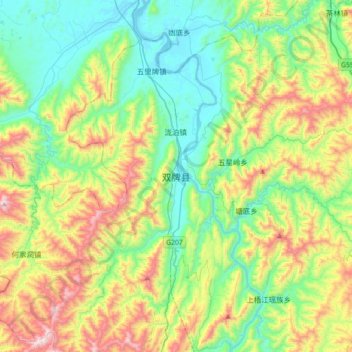 Topografische Karte 双牌县, Höhe, Relief