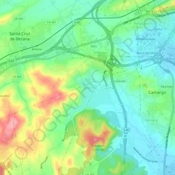 Topografische Karte Igollo, Höhe, Relief