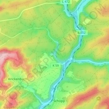 Topografische Karte Schweinstal, Höhe, Relief