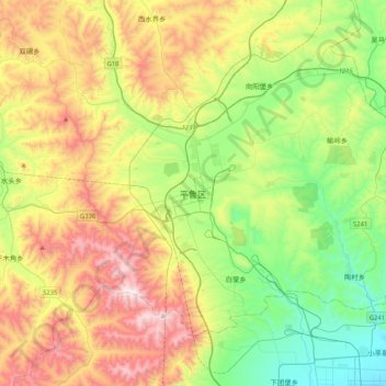 Topografische Karte 平鲁区, Höhe, Relief